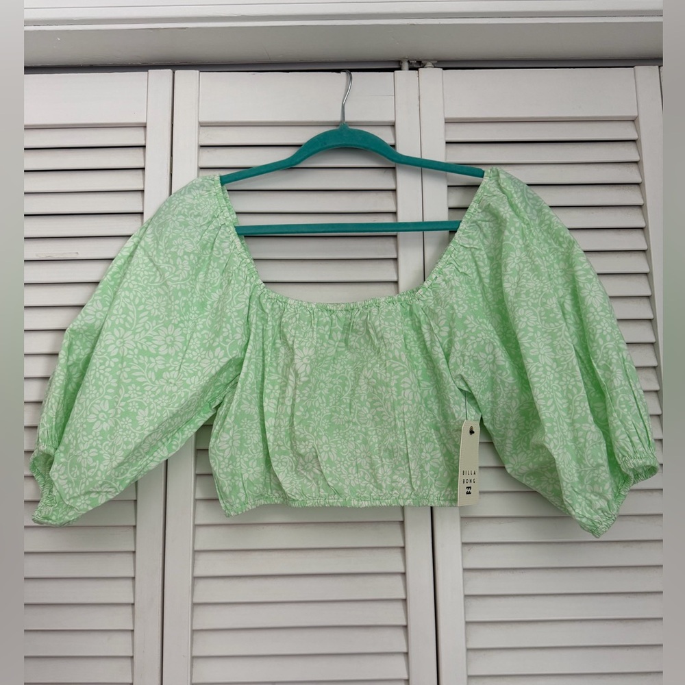 Floral Green Billabong Puff Sleeve Top